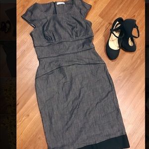 CALVIN KLEIN Jean Pencil Dress w/ zipper details
